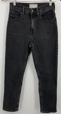 Everlane Women Jeans Size 25 Black Cotton Stretch High Waist Straight 5 Pocket