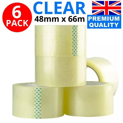 6 X ROLLS CLEAR PACKING PARCEL TAPE CELLOTAPE ADHESIVE SELLOTAPE 48MM X