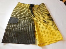 Blue Sol Swimwear Men's Swim Board Shorts Trunks Size 28 Black Yellow NWOT