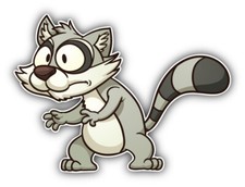 Cute Raccoon Cartoon Scared Car Bumper Sticker Decal
