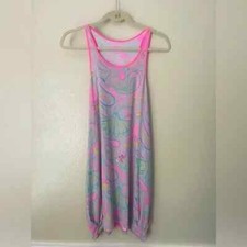 MARC By MARC JACOBS Womens Sz M Swim Cover Up Dress Neon pink  blue Racerback