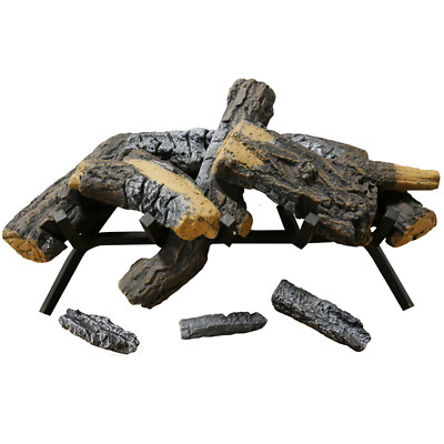 Cedar Ridge Hearth 24 Decorative Realistic Fireplace Ceramic Wood