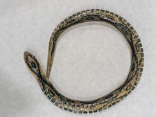20" Wooden Articulated Green And Black Snake