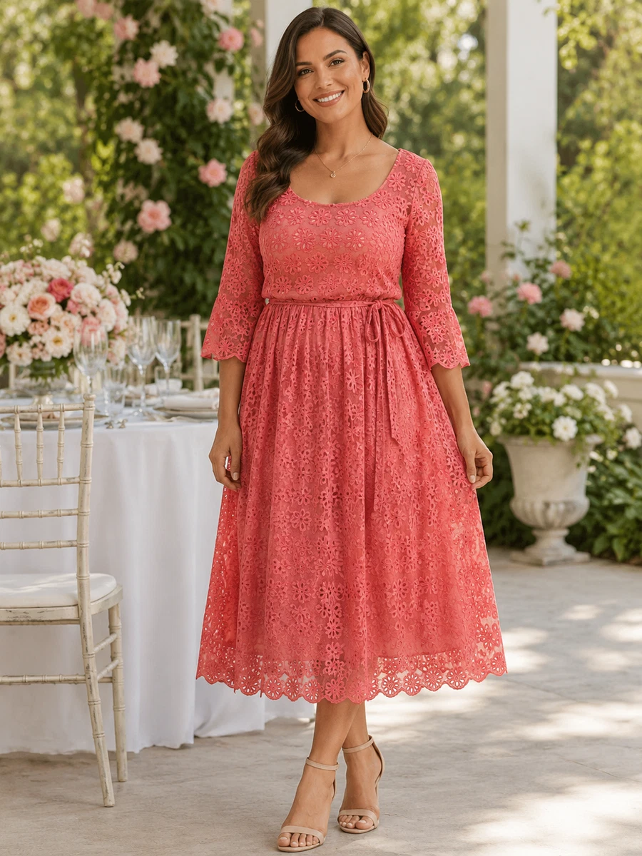 eshakti lace dress eShakti Custom Womens Lined Lace Dress Fit & Flare Measuring size 4-6