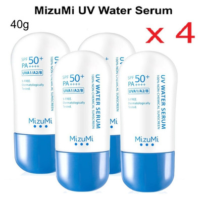 4 x MizuMi UV Wasser Serum LSF50+ PA++++ 100 Mineralische Sonnencreme Empfindliche Haut 40g