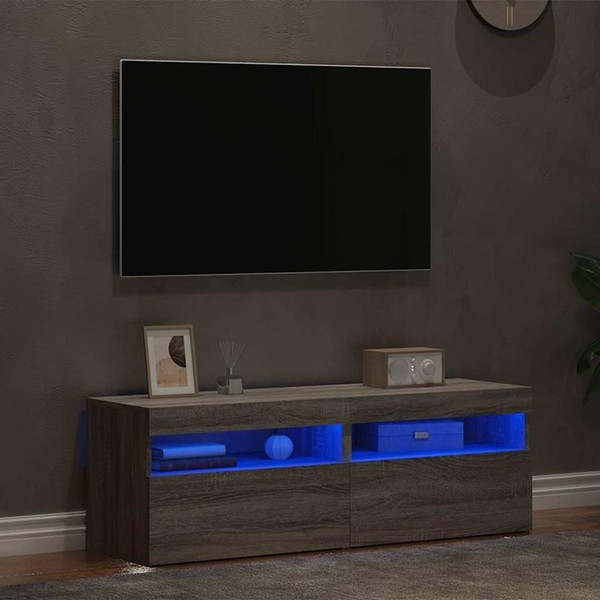 Tv-Schr?Nke 2 Stk. Mit Led-Leuchten Grau Sonoma 60X35X40 Cm-image