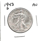 1943 "D" 50C Walking Liberty Half Dollar***AU***