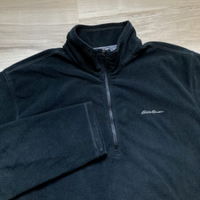 Eddie Bauer 1/4 Zip Pullover Fleece Sweatshirt Mens XL Black Sweater