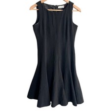 Calvin Klein Black Sleeveless Dress Seamed Flare Skirt Classic Career Size 4P