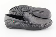 Men's GUCCI 'Guccissima GG' Black Leather Loafers Size US 11.5 GUCCI 11 - G
