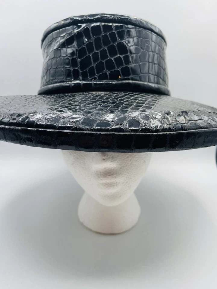 Vintage KOKIN New York Women's Leather & Wool Black Hat One Size - Image 4 of 4