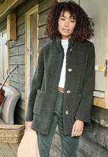 Cotton Traders Borg Coat Dark Forrest Green Brand New Uk 18 Teddy Jacket