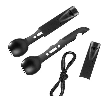 CAMPING BESTECK SET 7in1 OUTDOOR SURVIVAL ESSBESTECK GÖFFEL  PFEIFE MESSER 7in1 - Bild 1 von 4