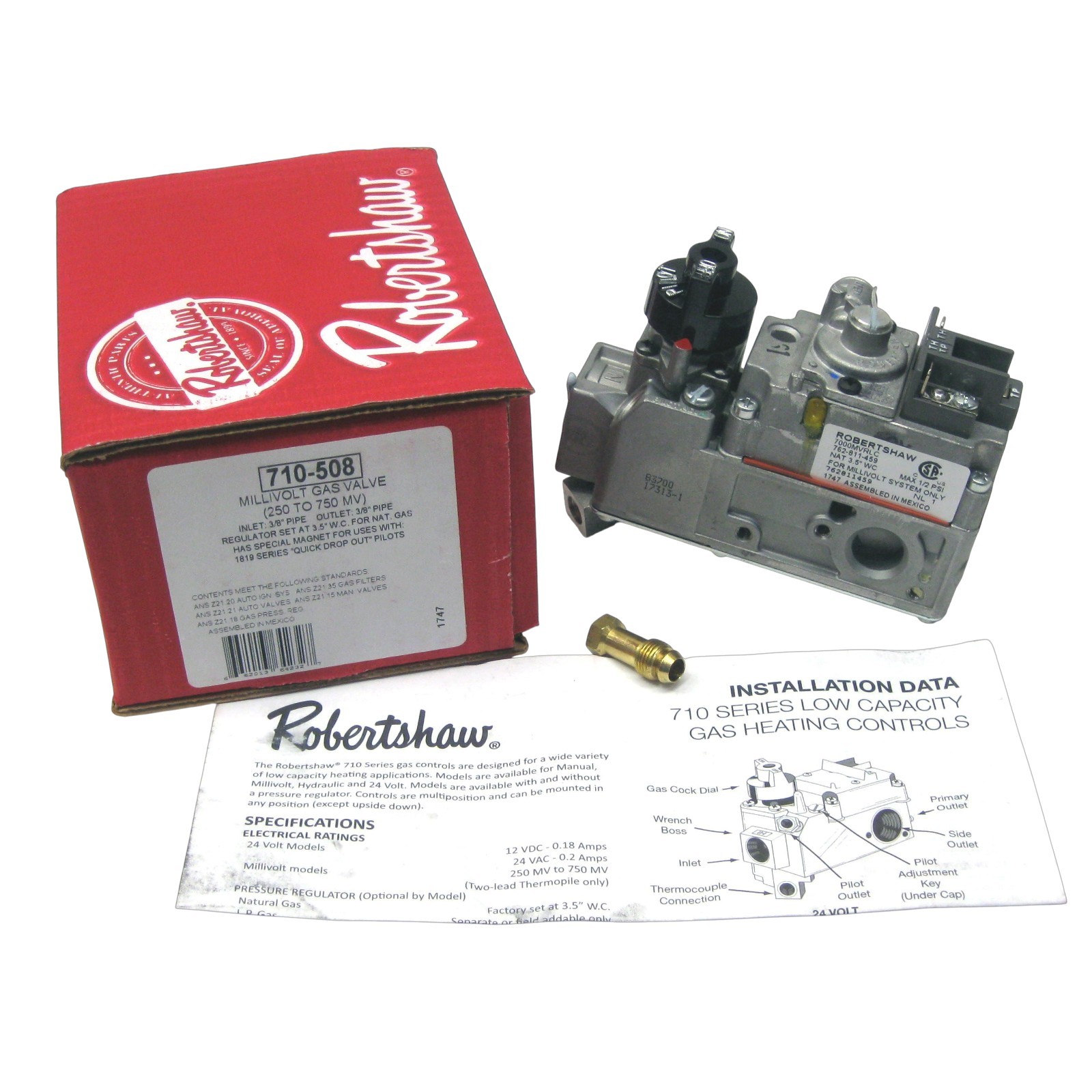 Robertshaw MilliVolt Gas Valve 7000MVRLC 710-508 Fireplace Log Control