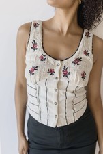 Free People Rose Bud Pointelle Knit Tank Top M NEW