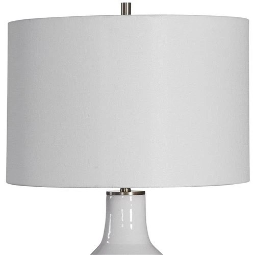 Uttermost Dakota Transitional Ceramic and Steel Table Lamp in White - Picture 4 of 8