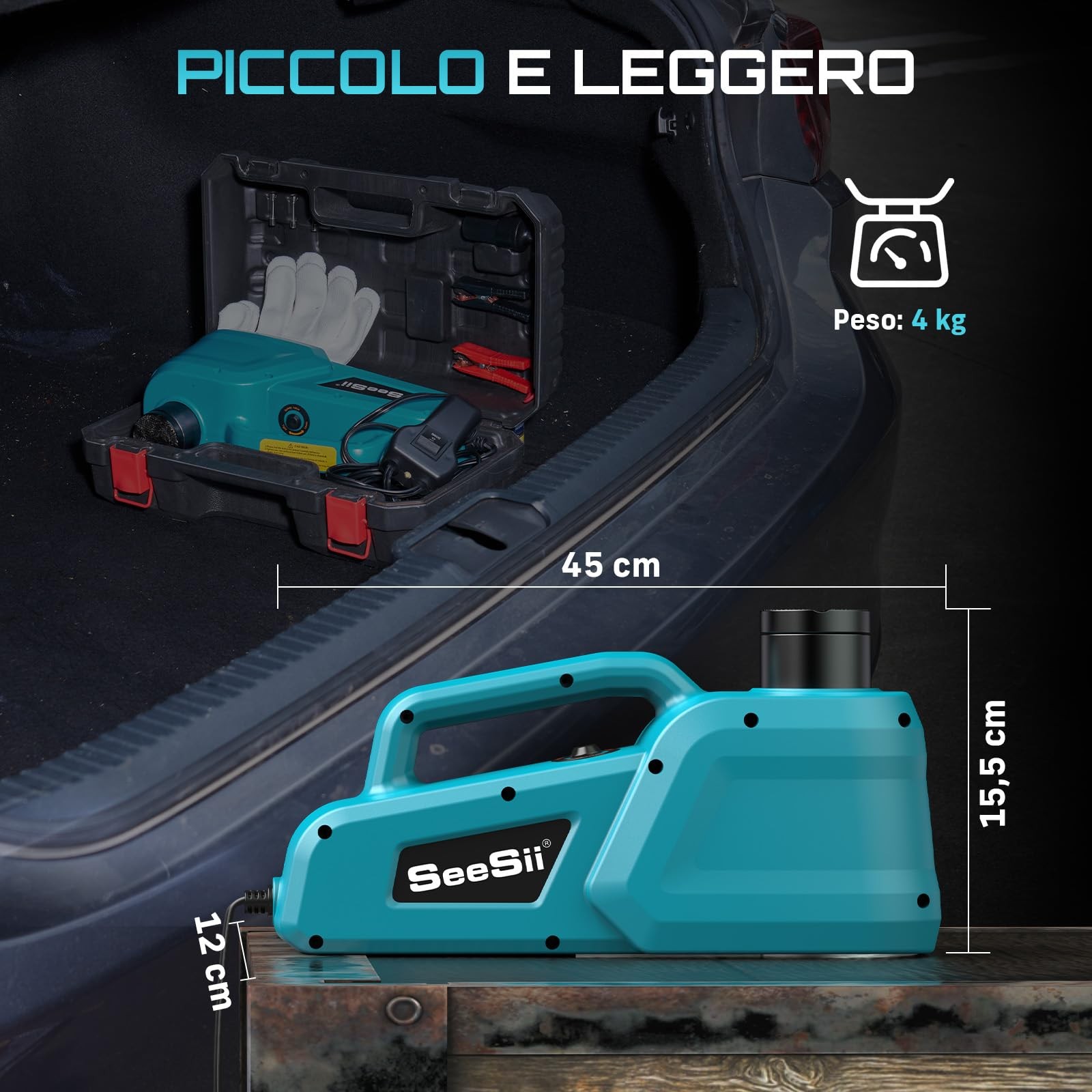 Cric Idraulico Elettrico per Auto 5 Tonnellate 12V con Telecomando e Luce LED - Miniatura 4