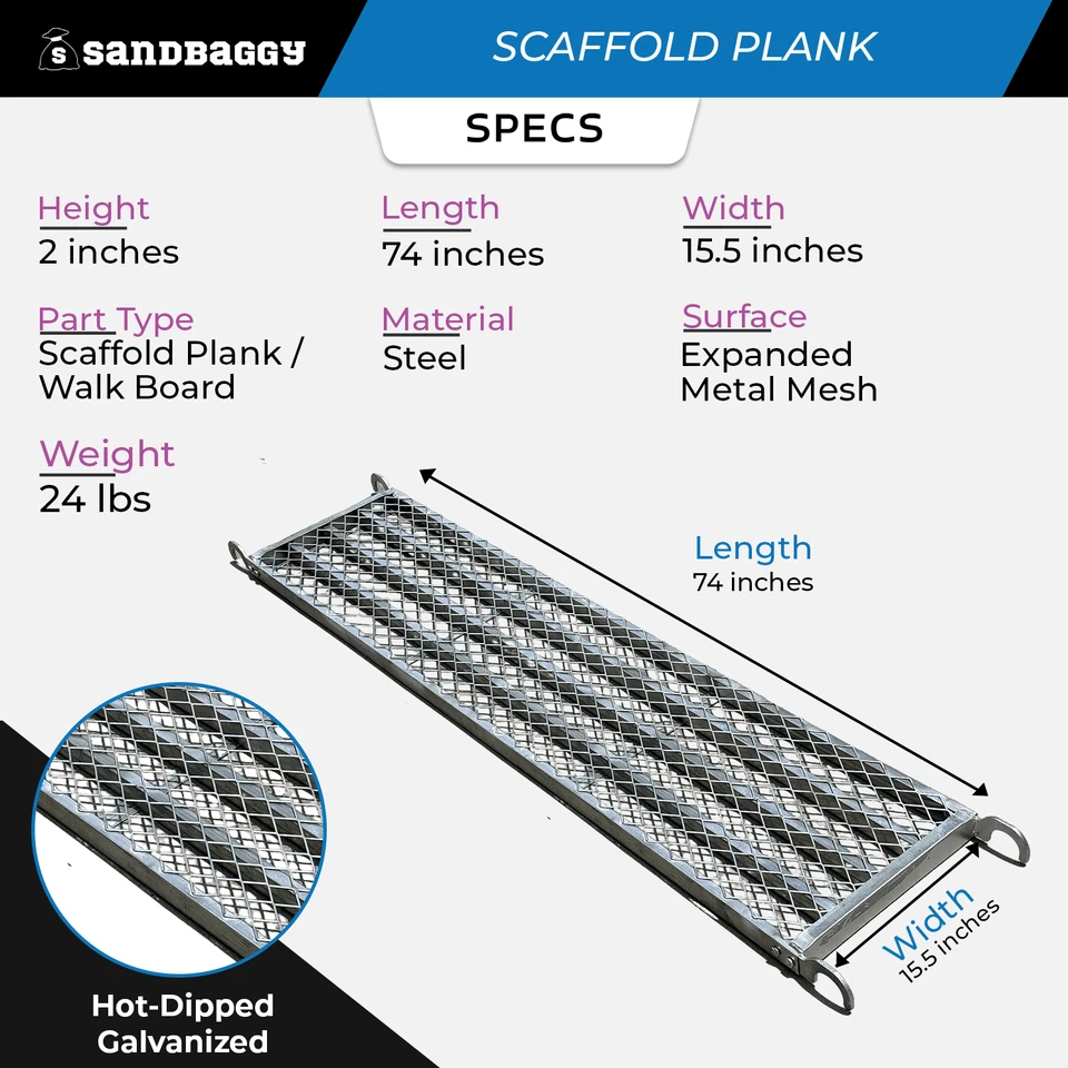 Tablón de andamio de 15,5 pulgadas para espacios confinados y marcos estrechos - Sandbaggy - Imagen 2 de 4