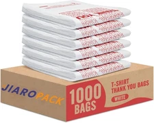 1000-2000 Thank You T-Shirt Bags 12" x 6.5" x 21", Plastic Grocery Shopping Bags