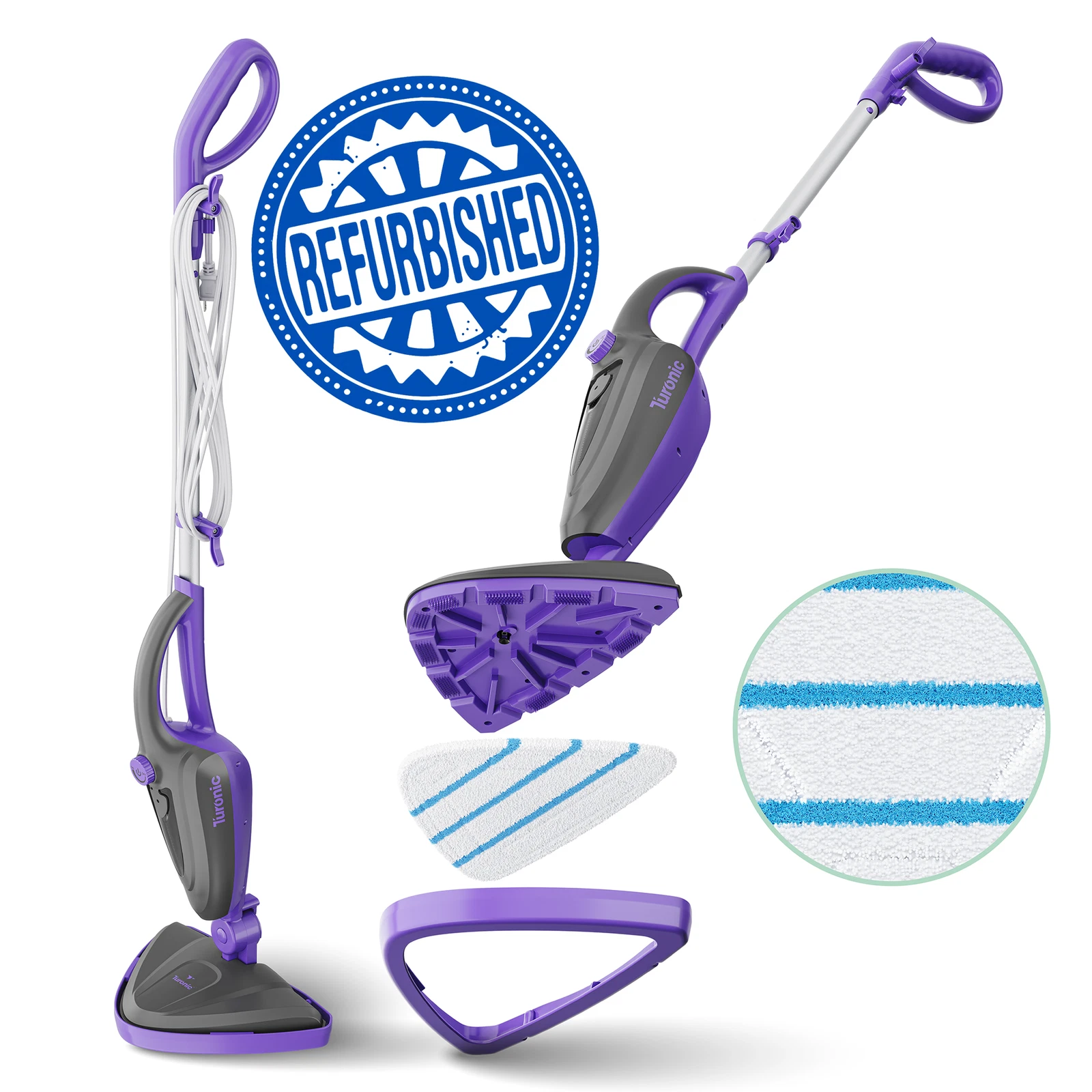 Turonic ST3 10-in-1 Steam Mop - 1500W, 110°C Floor Steamer, 15s Heat-up
