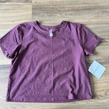 Beyond Yoga Featherweight Crew Neck Short Sleeve Cropped T-shirt XL Burgundy NWT