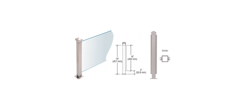 Brushed Stainless 18" High 1-1/2" Square PP42 Plaza Series Counter/Partition C - Picture 2 of 6