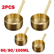 2x Gold Mini Pot Frying Stainless Steel Gravy Sauce Pan Non-Stick Saucepan Cup