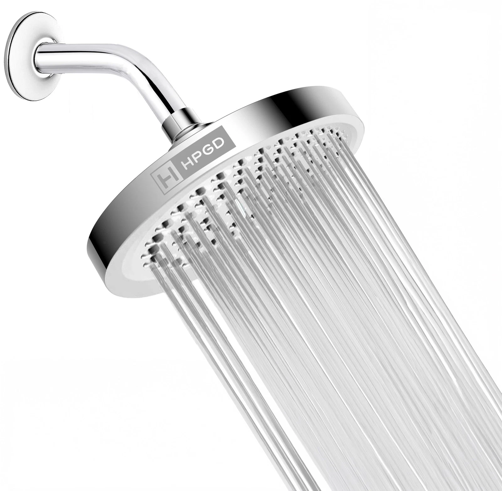 Shower Head 6-Inch Round High Pressure Chrome - Anti-Clogging Nozzles for Easy