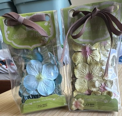 Prima Marketing Painterly Petals Hydrangeas Fabric Flower Embellishments 72pc/pk