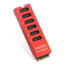 M.2 to SATA Adapter 6-Port , M2 NVMe to SATA 3.0 Card ASM1166 Chipset Red