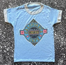 Vintage 1987 California Cafe Ringer T-Shirt PCA Apparel Boys Size Small