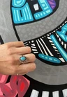 Vintage Sterling Silver Natural Blue Turquoise Ring Size 7.5 Southwestern