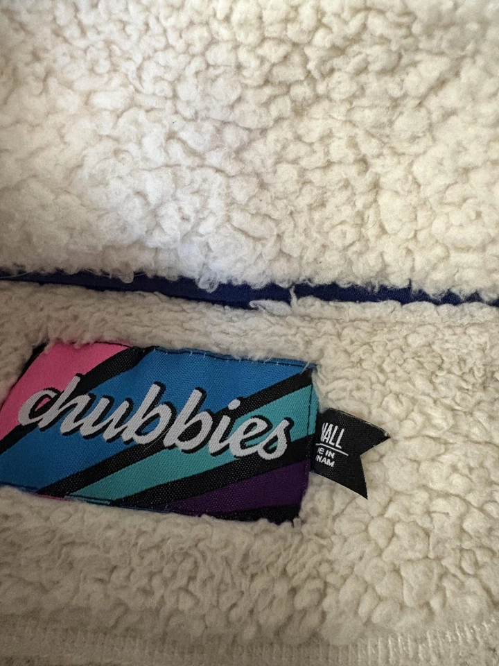 Chaqueta Chubbies Para Hombre Pequeña Verde Azul Marino Sherpa Vellón Cremallera Completa Bolsillos en Bloques de Color Foto 2 de 4