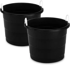 2-Pack Utility Tub, Large Plastic Storage Bucket with Rope Handles, 17 Gallon, B