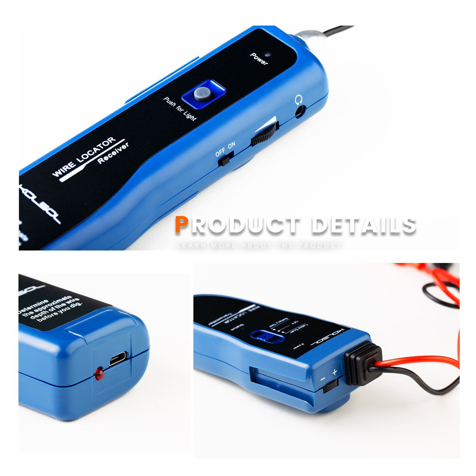 KOLSOL F02 Pro Underground Wire Locator Cable Tester with Battery + Earphones