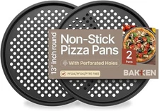 Bakken- Swiss Non-Stick Pizza Pan with Holes - 13-Inch Perforated Pizza Crisper