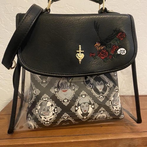 Loungefly Disney Villains PVC Damask Clear Crossbody Bag Maleficent Ursula Evil - Picture 3 of 7