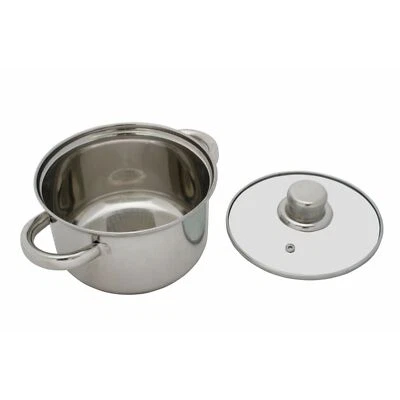 Kochtopf 5,2 Liter 24 cm Edelstahl mit Glas Deckel Topf Kochen Braten Induktion - Bild 1 von 3