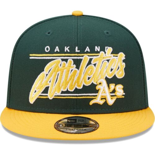 Men's New Era 9Fifty MLB Oakland Athletics Team Script Green/Gold Snapback - Picture 1 of 5