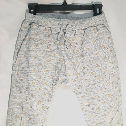 Seed Teen Jogger Pants Gray & Gold Metallic Dots Sweatpants Big Girls Size 10 - Picture 2 of 8