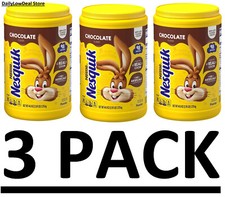 3 PACK - Nesquik Chocolate Powder Low Fat Drink Mix 44.9 oz. Each FRESH