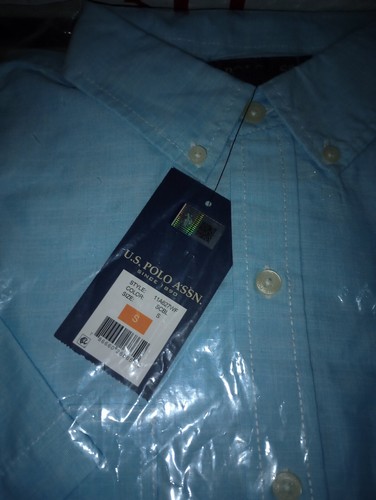 Camisa Polo Assn Para Hombres Manga Corta Bolsillos Bebé Azul Botón Frontal Talla Pequeña - Imagen 3 de 6