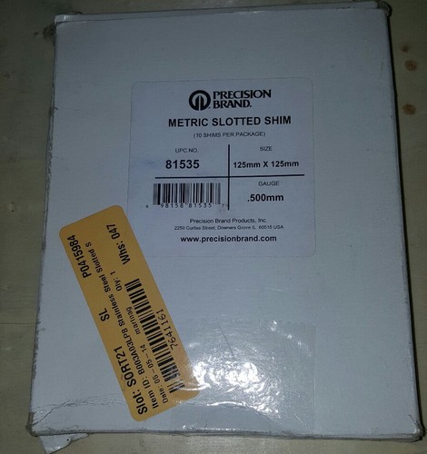 Stainless Steel Slotted Shim, 0.500mm Thick, Slot Width, Slot Depth, Metric 