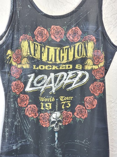 Affliction Live Fast Tank Top Dress Locked & Loaded 1973 Black Gray Size Medium - Picture 14 of 16