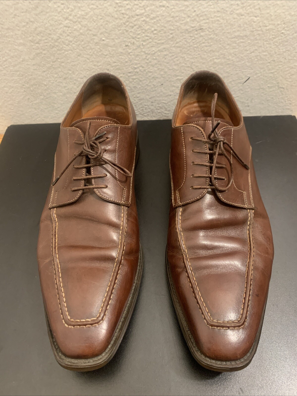 SAOLA Scarpe Oxford Santoni uomo Elliston in pelle marrone noce misura 11 5 D
