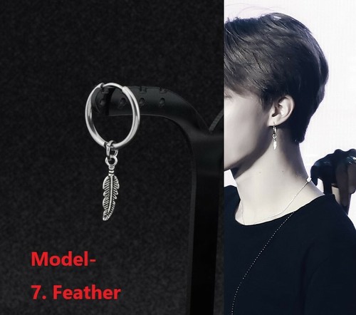 KPop Idol BTS Earrings JIMIN 9 Designs Non allergy Surgical Steel Silver Jewelry - Picture 9 of 39