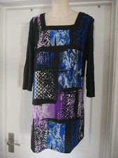 David Emanuel Dress Long Sleeve Black Purple Blue Bold Jumper Style Size 10