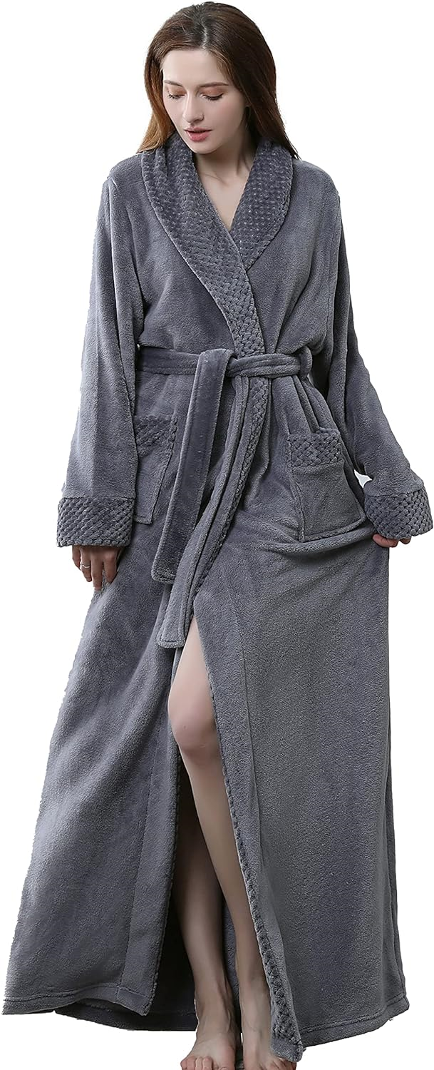 ROSEEM Womens Dressing Gown Ladies Fluffy Dressing Gown Full Length