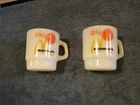 2 Vintage White Milk Glass McDonald's Coffee Cup Mug Breakfast Brigade Sun Retro