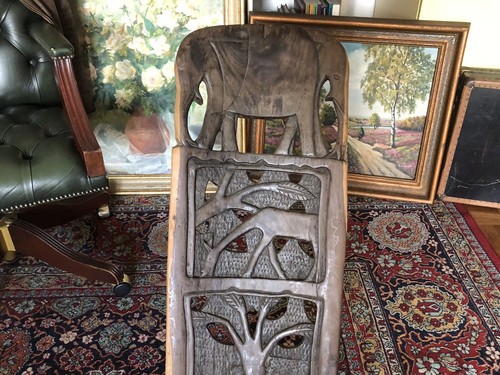 Antique Hand Crafted Engraved Wooden Africa Birthing Chair Tribal Art Senufo - Foto 8 di 24